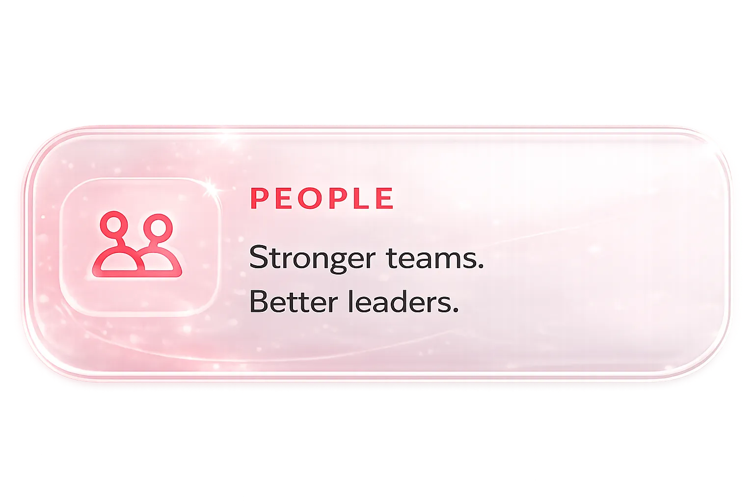 Graphic card displaying the text 'Stronger teams. Better leaders.' with an icon.