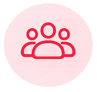 Icon representing a group of three people, symbolizing teamwork or collaboration.