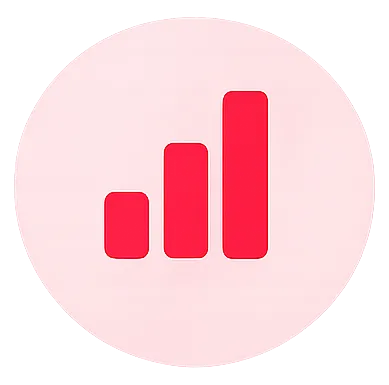 Icon depicting three vertical bars of increasing height, representing growth or progress.