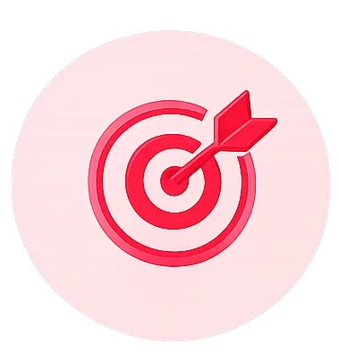 Icon of a target with an arrow hitting the center, symbolizing goal achievement.
