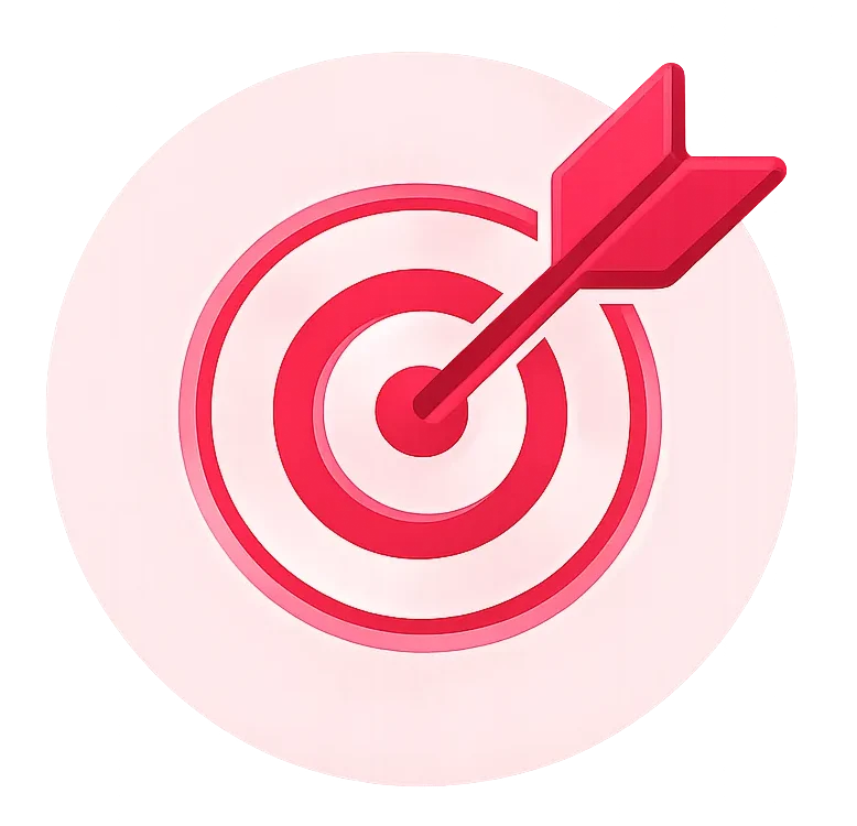 A target symbolizing a mission with an arrow hitting the bullseye.