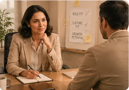 An illustration representing the third step of selecting candidates in a hiring process.